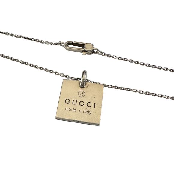 Gucci Logo Square Pendant on 19" Chain - Picture 3 of 13